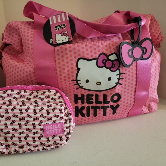 Hello Kitty Handbags - Hello Kitty Duffle 3 Piece Set (Duffle bag, bum bag, and bow luggage tag)